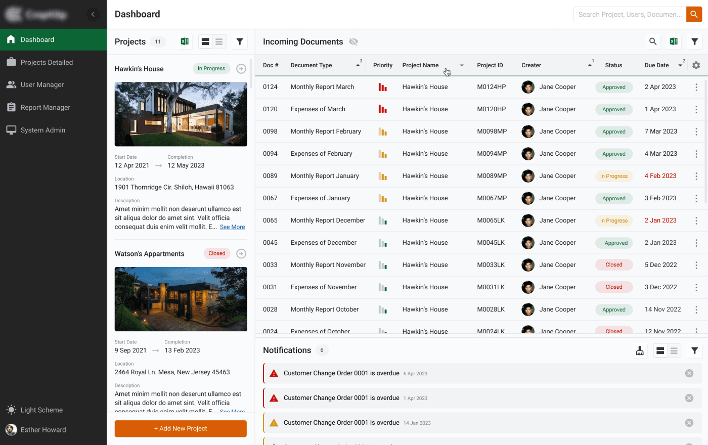 UI/UX Modernization for a Construction Management 