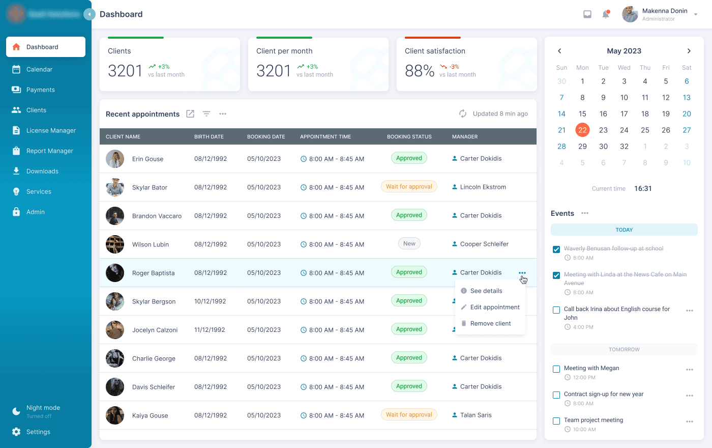 SaaS CRM System and Online Appointment Service