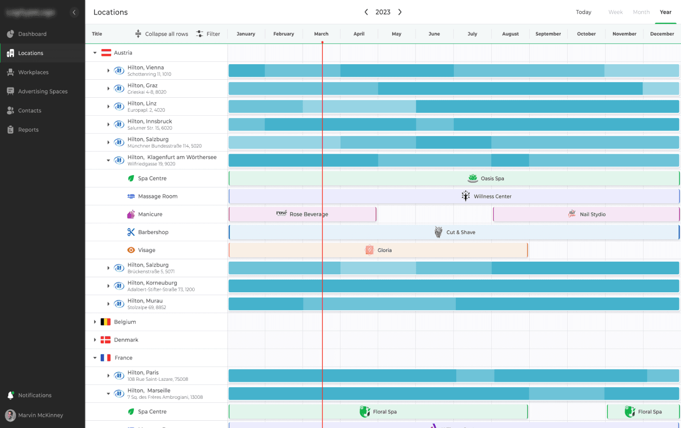 Complex Gantt Widget for Salon Management Software